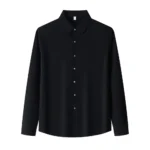 Lightweight Men's Long Sleeve Shirt with Ribbed Texture Autumn Versatile Wrinkle-Resistant ODM Supply-Black / 3 XL