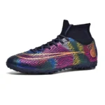 Football Shoes High Mid-top Lace up Soccer Futsal Shoes Football Boots FG HG TF PU Leather Team Sports Boy's Men's Women's - Image 2